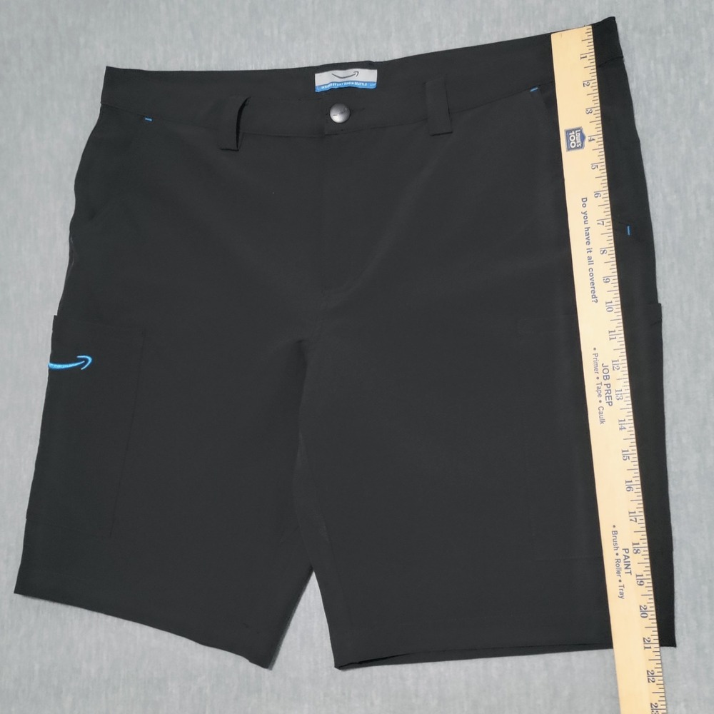 Amazon Luly Yang Delivery Cargo Shorts Mens XL (40) Stretch Black Blue Logo NWOT - Picture 11 of 15